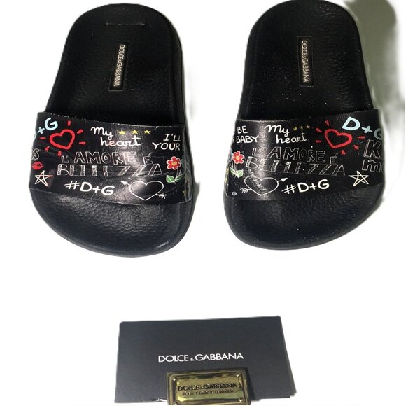 🛑DOLCE & GABBANA Designer ➕ SLIDES My Heart SANDALS Graffiti SHOES 💸BUY NOW‼️ - Picture 4 of 16
